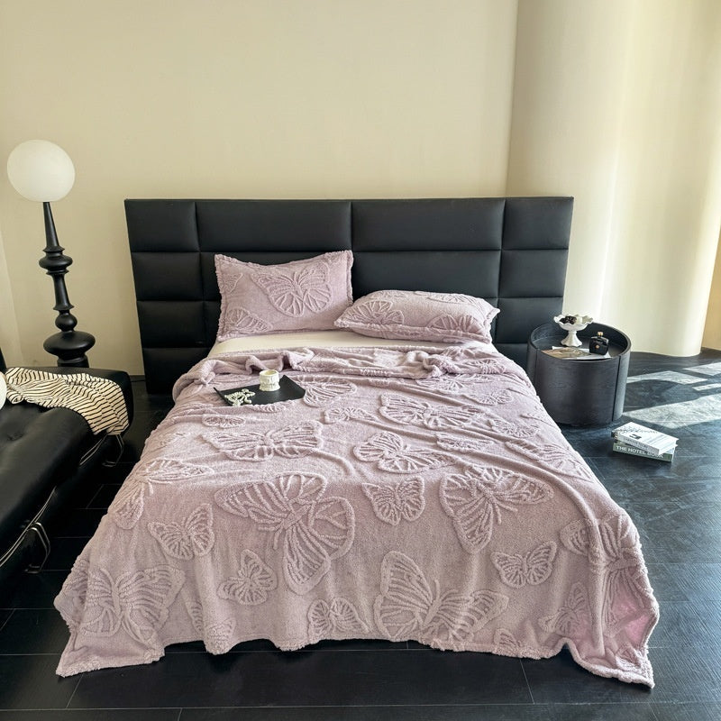HKM-626003 Butterfly Print Cotton Wool Leisure Blanket - Various Sizes and Colors Available