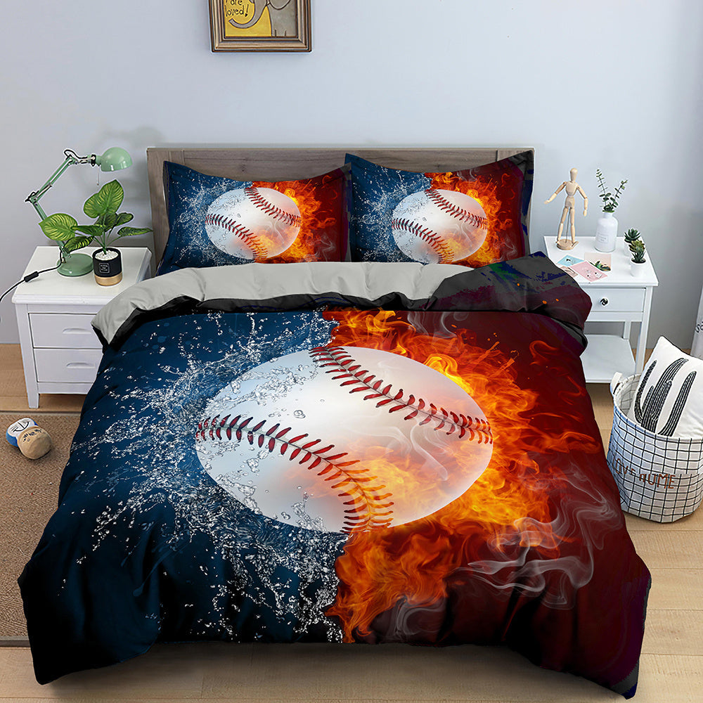 HKM-626003 Three-Piece Basketball-Themed Bed Set with Digital Print - Available in Multiple Sizes