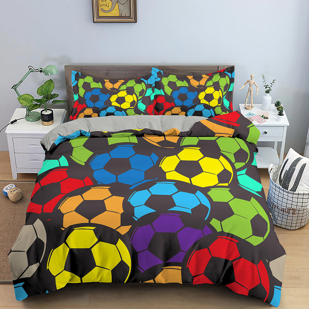HKM-626003 Three-Piece Basketball-Themed Bed Set with Digital Print - Available in Multiple Sizes