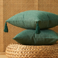 HKM-626131 Solid Color Cotton Linen Fringe Pillow with Various Color and Filling Options