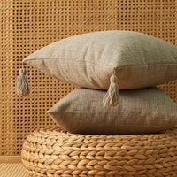 HKM-626131 Solid Color Cotton Linen Fringe Pillow with Various Color and Filling Options