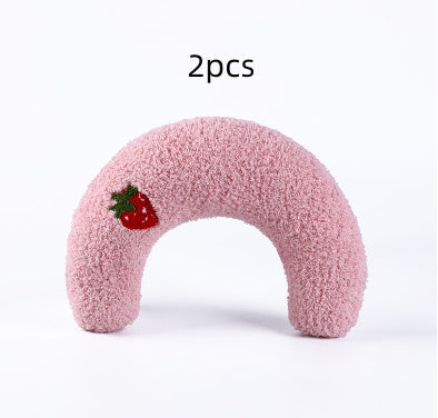 HKM-626131 U-Shaped Cat Sleeping Pillow for Cervical Support - Soft Polyester with Sound Features