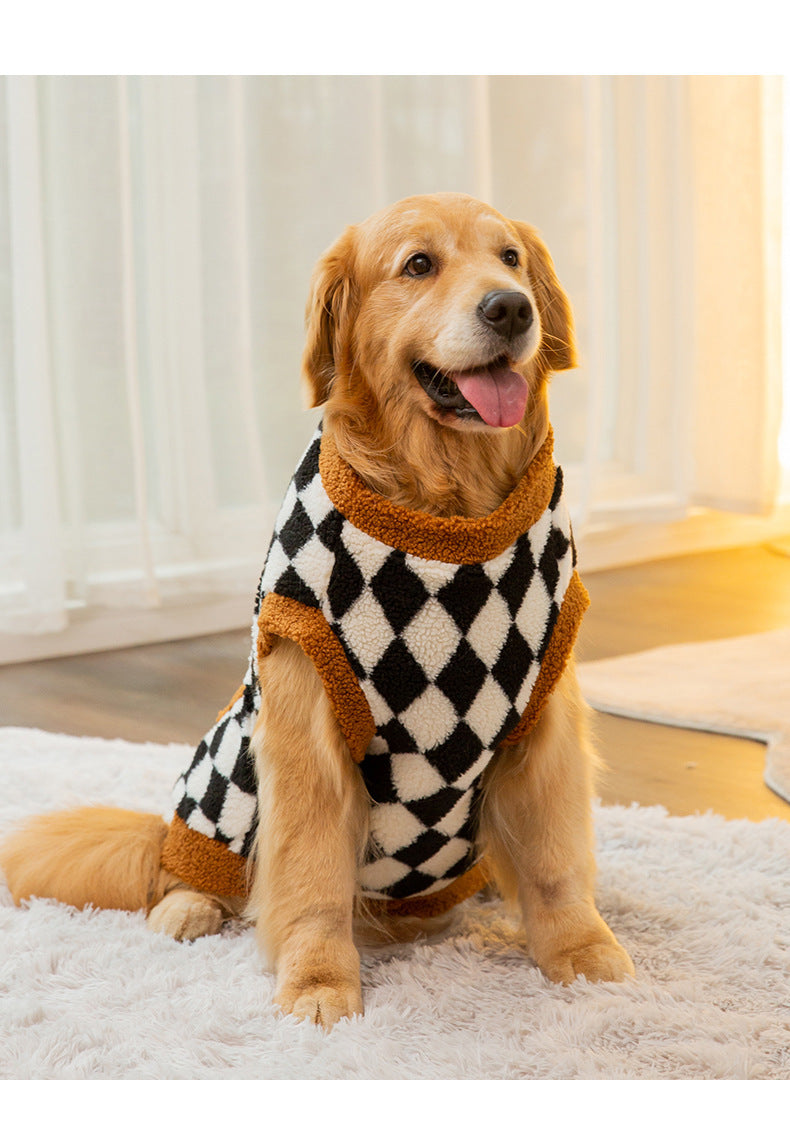 HKM-626259 Cozy Black Fluffy Cotton-Padded Jacket Vest for Dogs - Available in Sizes 3XL to 8XL