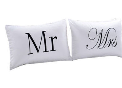 HKM-626387 Cotton Modern Couple Pillowcase Set, King/Queen Size, Korean Cute Style, 50x75 cm