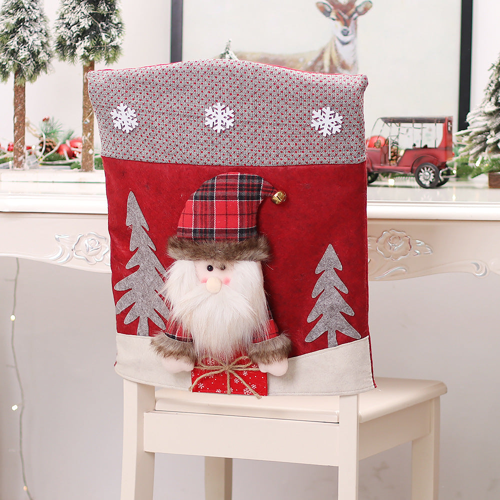 HKM-626515 Three-Dimensional Cartoon Chair Cover - Santa, Snowman, and Deer Design
