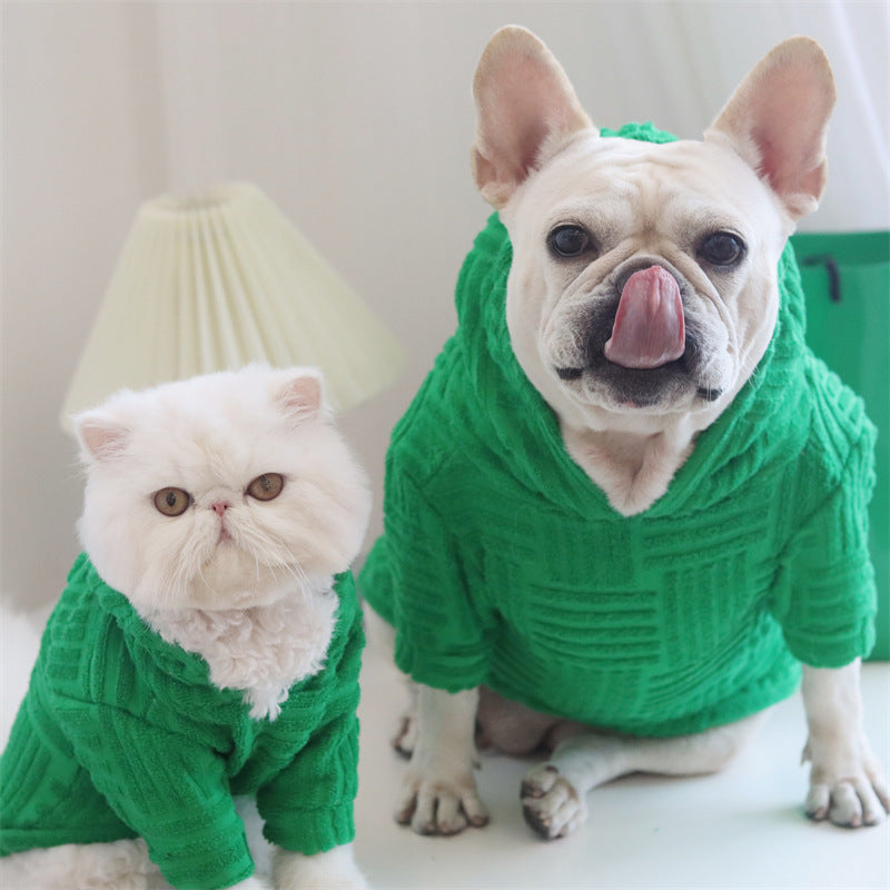 HKM-626579 Green Terry Cloth Christmas Outfit for Dogs, Simple and Stylish Design