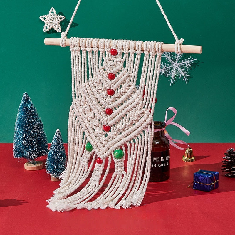KTX-626643 Nordic Christmas Tree Woven Tapestry Wall Hanging for Home Decoration