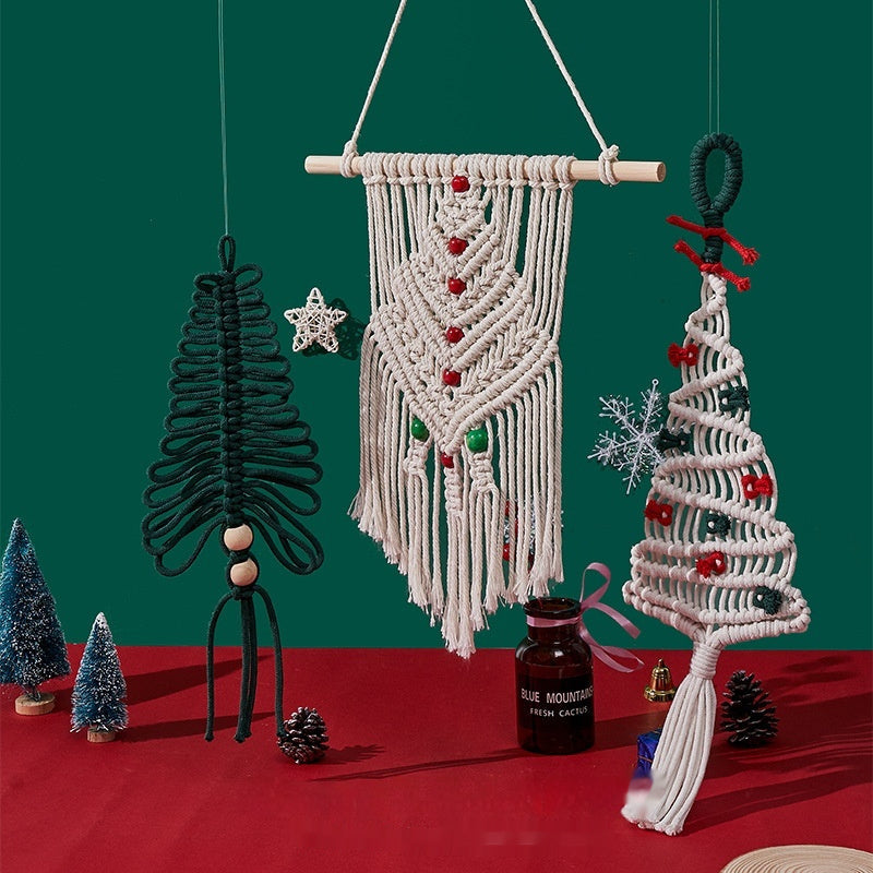 KTX-626643 Nordic Christmas Tree Woven Tapestry Wall Hanging for Home Decoration