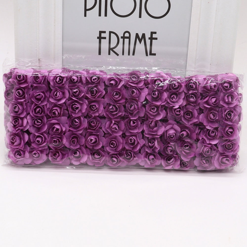 HKM-626771 Mini Artificial Paper Rose Bouquet - 144pcs 1.5-1.8cm for DIY Crafts, Wreaths, and Wedding Decor
