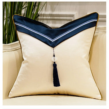 HKM-626835 Cushion Queen Modern Chinese Pillow Cover with Tassels and Jade Pendant – Multiple Sizes Available
