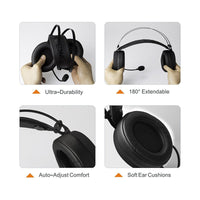 HKM-626899 Heavy Bass Wired Gaming Headset with Microphone and 3.5mm Plug - Black