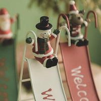HKM-626963 Christmas Wrought Iron Slide Ornaments - Reindeer, Snowman, Old Man Designs for Festive Decoration