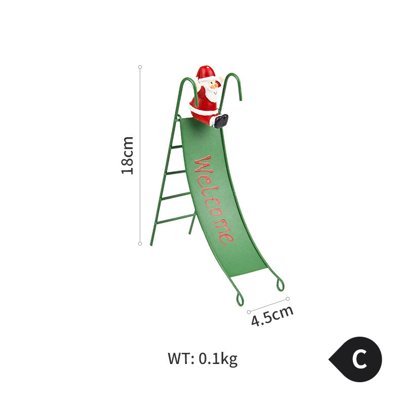 HKM-626963 Christmas Wrought Iron Slide Ornaments - Reindeer, Snowman, Old Man Designs for Festive Decoration
