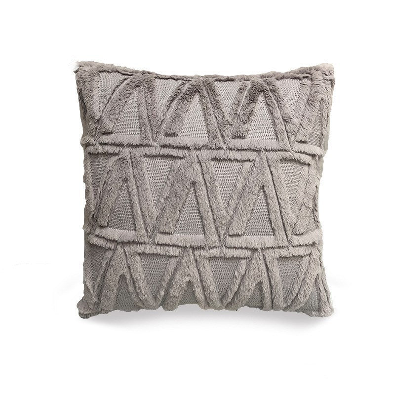 HKM-627219 Nordic Light Luxury Geometric Pattern Pillow Cover in Rice White, Leather Powder, Gray, and Light Brown
