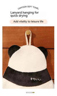 HKM-627411 Cute Cartoon Coral Fleece Towels with Bee and Panda Designs - Set of 2 Hanging Towels