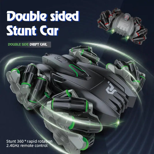 HKM-627411 Dual-Sided Stunt RC Car with Lights and Music, 360° Rotation for Kids Ages 5 and Up