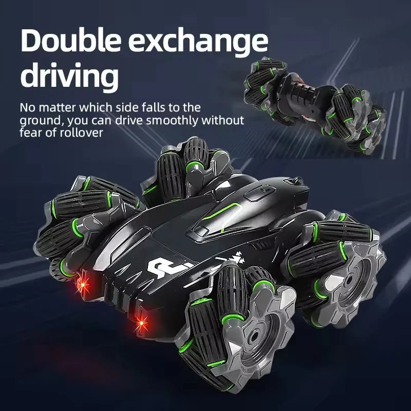 HKM-627411 Dual-Sided Stunt RC Car with Lights and Music, 360° Rotation for Kids Ages 5 and Up