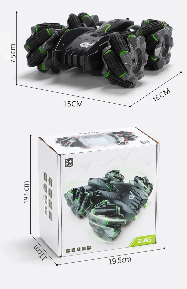 HKM-627411 Dual-Sided Stunt RC Car with Lights and Music, 360° Rotation for Kids Ages 5 and Up