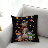HKM-627539 Cat Series Cotton and Linen Pillow Cover 45x45 for Automobile Decor