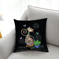HKM-627539 Cat Series Cotton and Linen Pillow Cover 45x45 for Automobile Decor