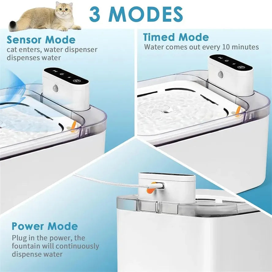 KTX-627603 3L Rechargeable Wireless Pet Water Fountain for Cats and Dogs