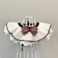 HKM-627667 Fashionable White Cat Bib Scarf for Pets - Adjustable Sizes XS to XL