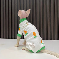 HKM-627795 All-Season Hairless Cat Anti-Lint Sleeved Clothing in Carrot and Cherry Colors