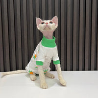 HKM-627795 All-Season Hairless Cat Anti-Lint Sleeved Clothing in Carrot and Cherry Colors