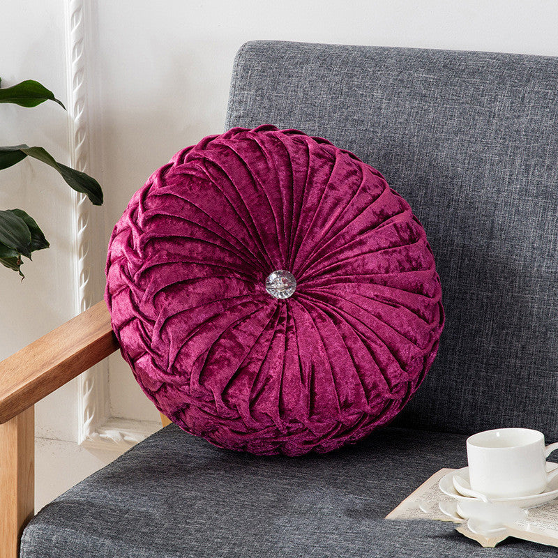 HKM-627987 European Style Plush Pumpkin Pillow - Round Cushion with PP Cotton Filling, 35cm Diameter, Available in Various Colors