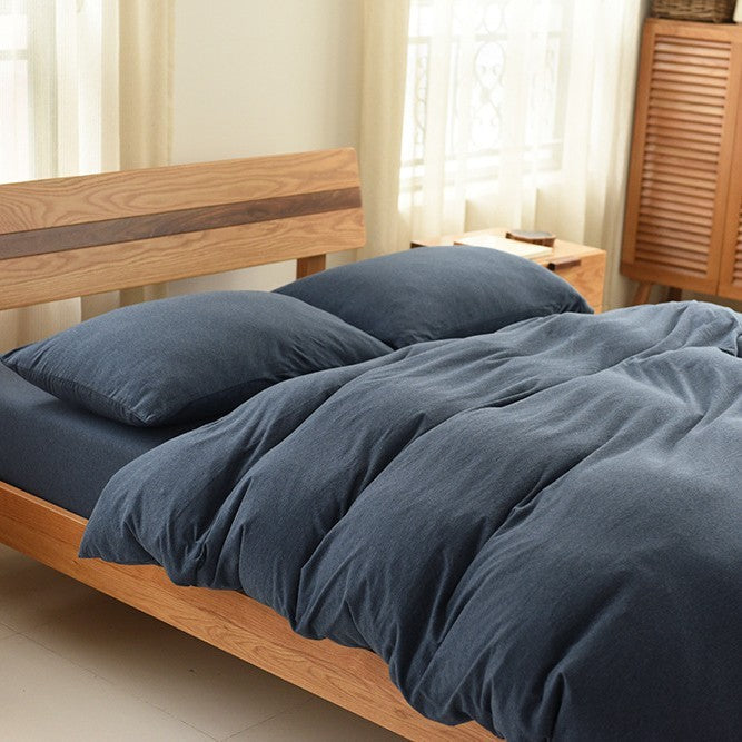HKM-627987 Knitted Cotton Four-Piece Bed Set in Long-Staple Cotton with Reactive Printing