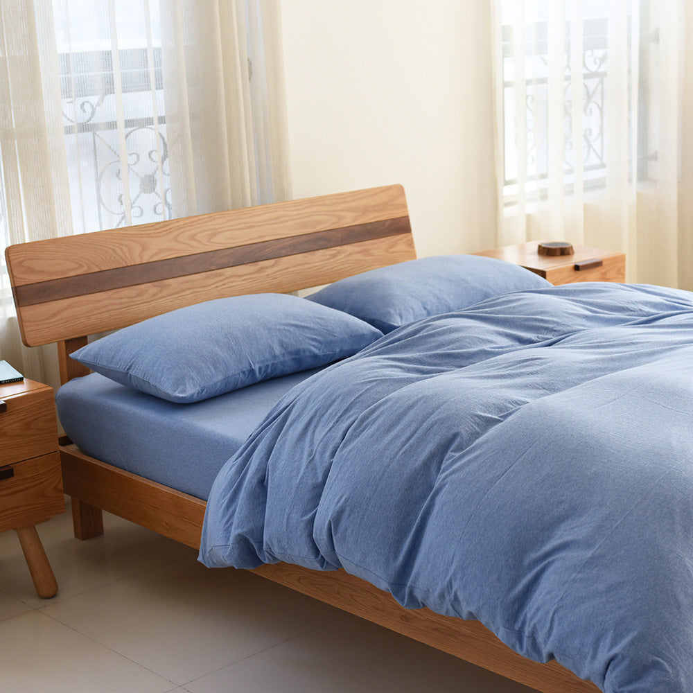 HKM-627987 Knitted Cotton Four-Piece Bed Set in Long-Staple Cotton with Reactive Printing