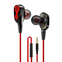 HKM-628051 Wired In-Ear Headphones with Dual Dynamic Subwoofers and Built-in Microphone