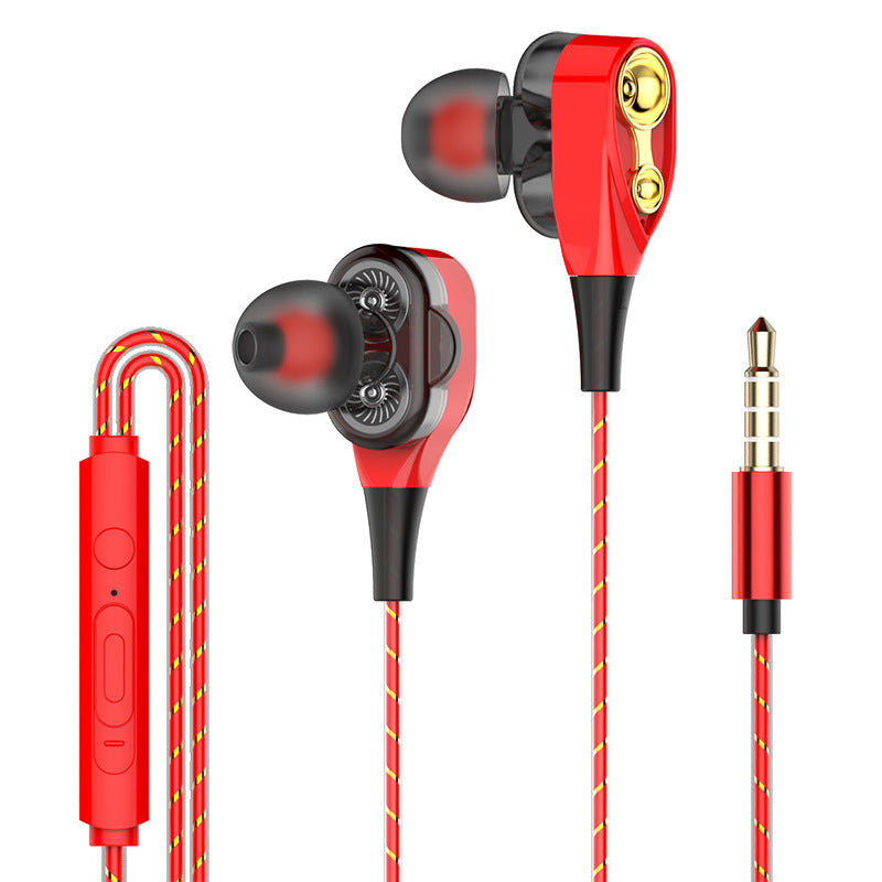 HKM-628051 Wired In-Ear Headphones with Dual Dynamic Subwoofers and Built-in Microphone