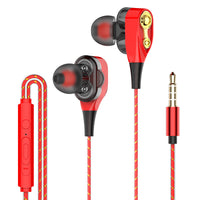 HKM-628051 Wired In-Ear Headphones with Dual Dynamic Subwoofers and Built-in Microphone