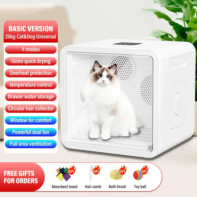 KTX-628243 Automatic Eco-Friendly Pet Dryer Box with Smart Temperature Control for Small Dogs and Cats 360° Hair Drying