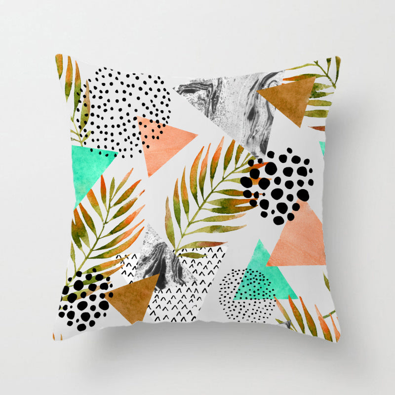 HKM-628371 Nordic Plant Flower Cushion Cover - 45×45cm PP Cotton Pillowcase for Living Room Decor