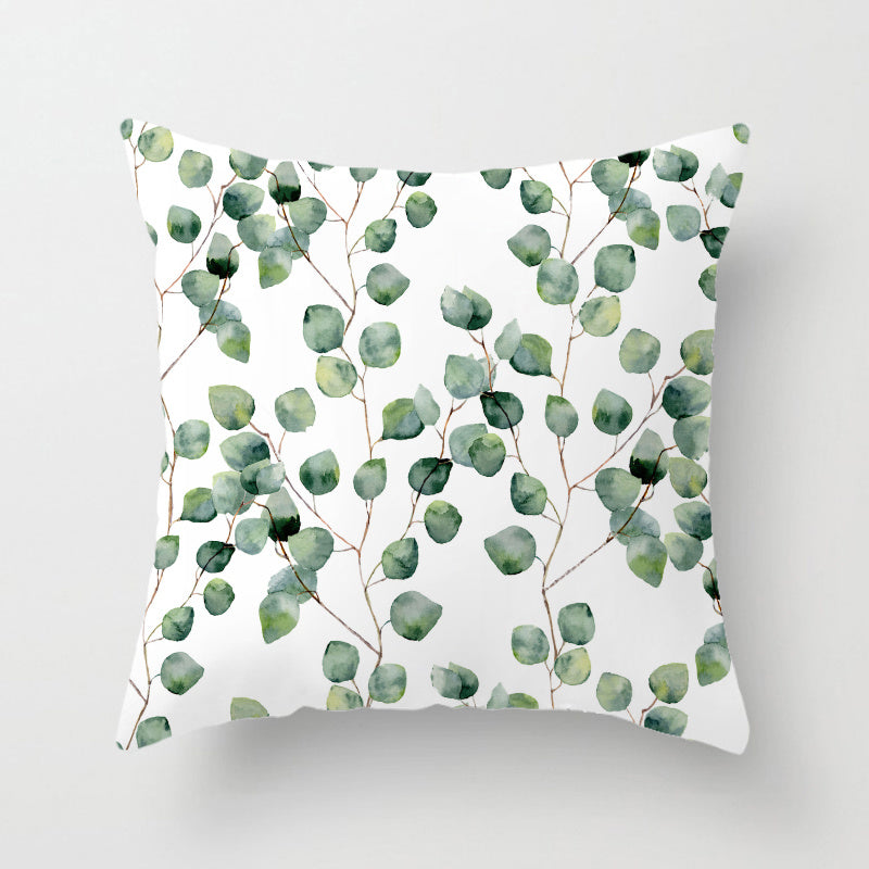 HKM-628371 Nordic Plant Flower Cushion Cover - 45×45cm PP Cotton Pillowcase for Living Room Decor