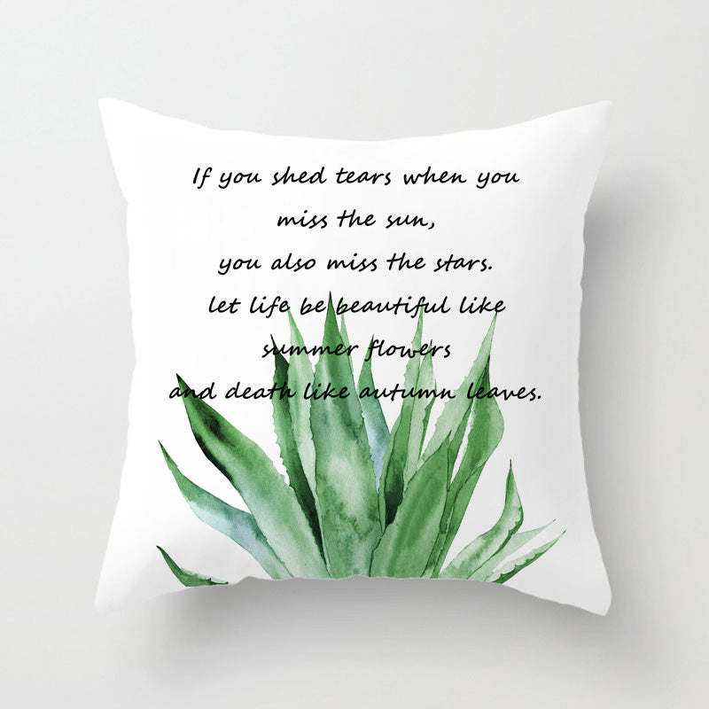 HKM-628371 Nordic Plant Flower Cushion Cover - 45×45cm PP Cotton Pillowcase for Living Room Decor
