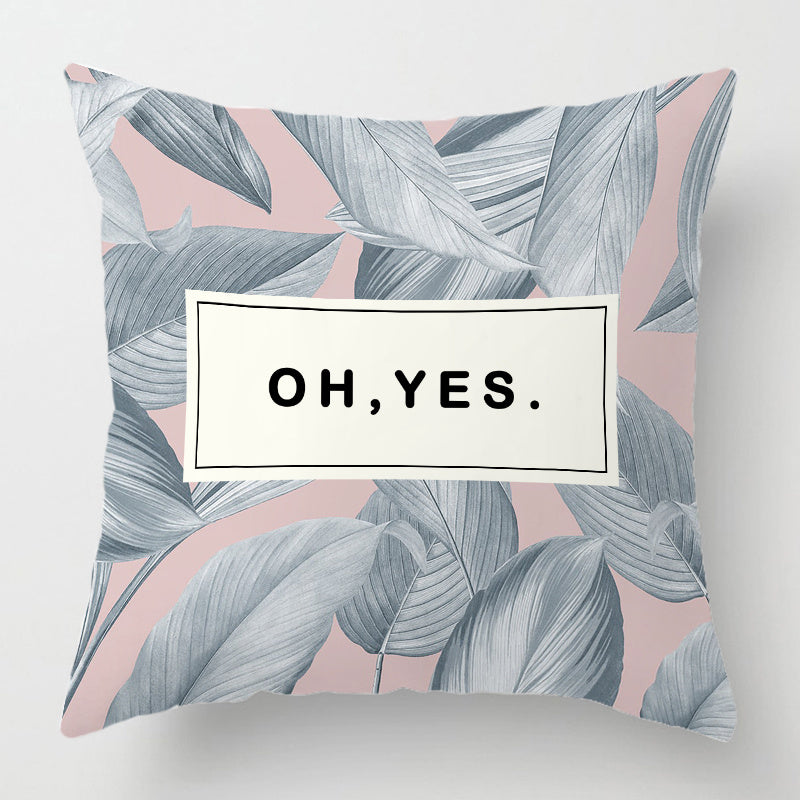 HKM-628371 Nordic Plant Flower Cushion Cover - 45×45cm PP Cotton Pillowcase for Living Room Decor