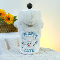 HKM-628563 Christmas Fluffy Jacket for Dogs and Cats, Snowman Design, Cozy Polyester Clothing