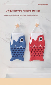 HKM-628563 Cute Cartoon Microfiber Hanging Hand Towel in Red and Blue