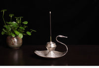 HKM-629075 Handcrafted Silver Swan Copper Incense Holder and Aroma Diffuser