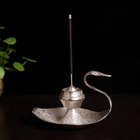 HKM-629075 Handcrafted Silver Swan Copper Incense Holder and Aroma Diffuser