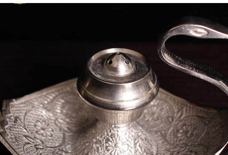 HKM-629075 Handcrafted Silver Swan Copper Incense Holder and Aroma Diffuser
