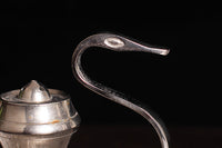 HKM-629075 Handcrafted Silver Swan Copper Incense Holder and Aroma Diffuser