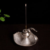 HKM-629075 Handcrafted Silver Swan Copper Incense Holder and Aroma Diffuser