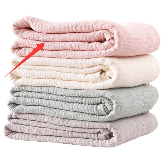 HKM-629139 Japanese Washed Gauze Six-Layer Cotton Nap Blanket in Solid Colors with Plain Edges