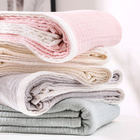 HKM-629139 Japanese Washed Gauze Six-Layer Cotton Nap Blanket in Solid Colors with Plain Edges