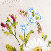 HKM-629203 European Style Lace Embroidered Tablecloth and Cushion Set, Light Gray Hemp Polyester