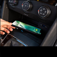 HKM-629331 Wireless Car Charging Pad for Tiguan L - Fast Charge Compatible with QI Standard Devices, USB Interface